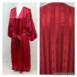 Victoria’s Secret gold label silky satin full length burgundy robe, size: M/L